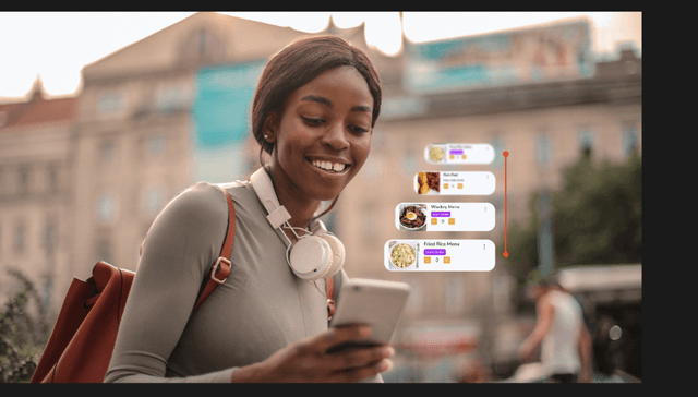 Courier delivering food order